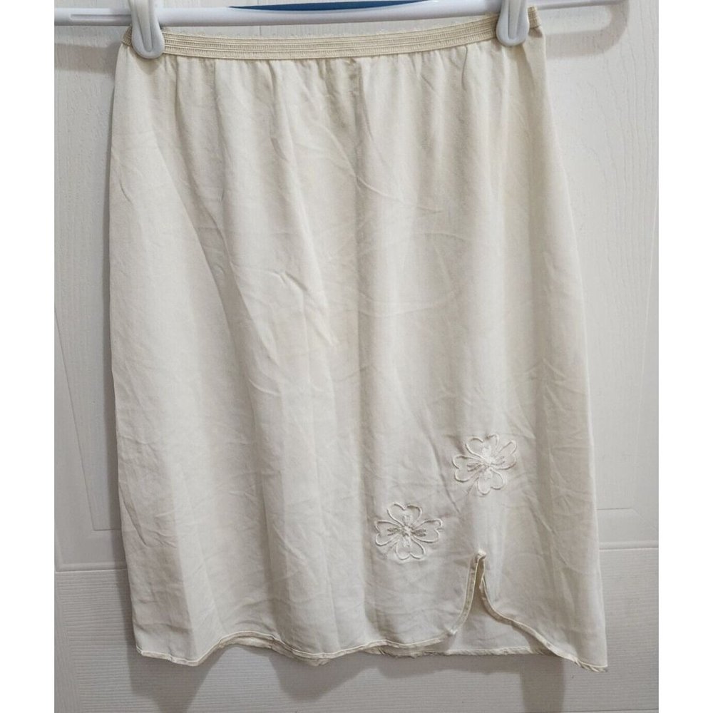 Vtg Formfit Rogers Womens Pull On Half Slip Skirt Embroidered Floral Short Small